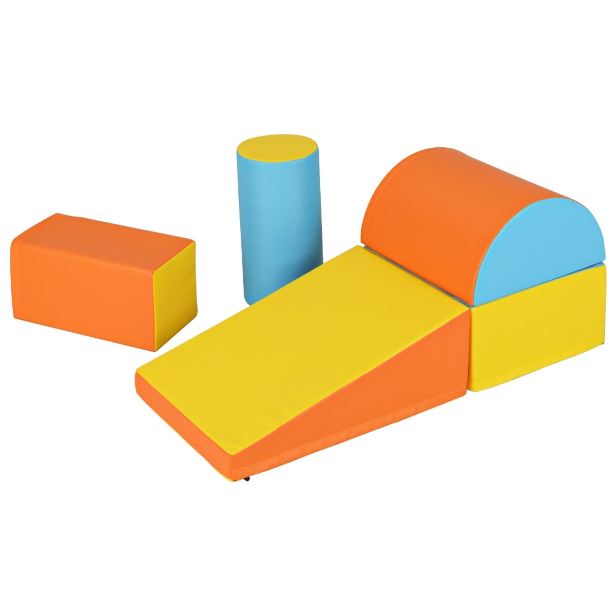 CostwayBlocs de Construction de Grands XL en Mousse-5 Pièces Jouets Éducatifs sur Logiciel avec Housse Jaune