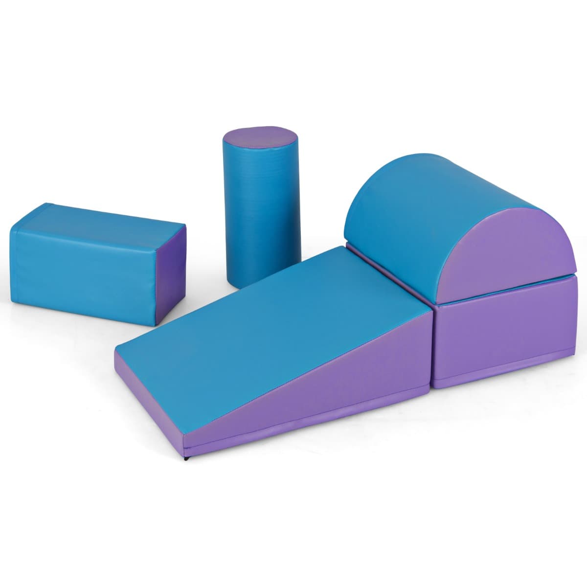 CostwayBlocs de Construction de Grands XL en Mousse-5 Pièces Jouets Éducatifs sur Logiciel avec Housse Bleu Foncé