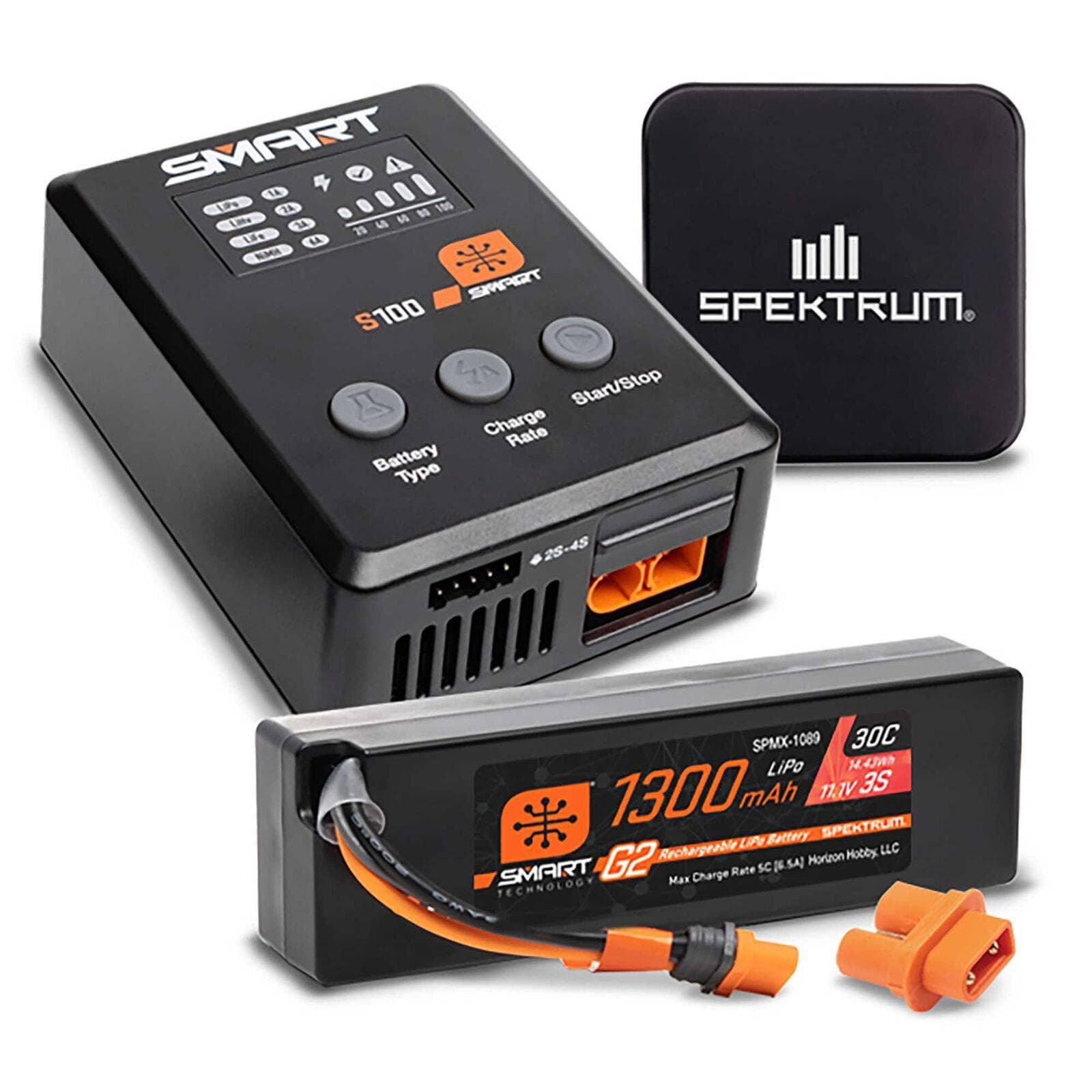 Pack Smart Powerstage : batterie LiPo 3S 30C 1300 mAh (IC2) / chargeur S100 / alimentation 65 W / ad