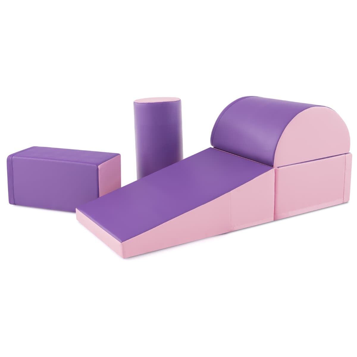 CostwayBlocs de Construction de Grands XL en Mousse-5 Pièces Jouets Éducatifs sur Logiciel avec Housse pour Enfants d'Âge Préscolaire Violet