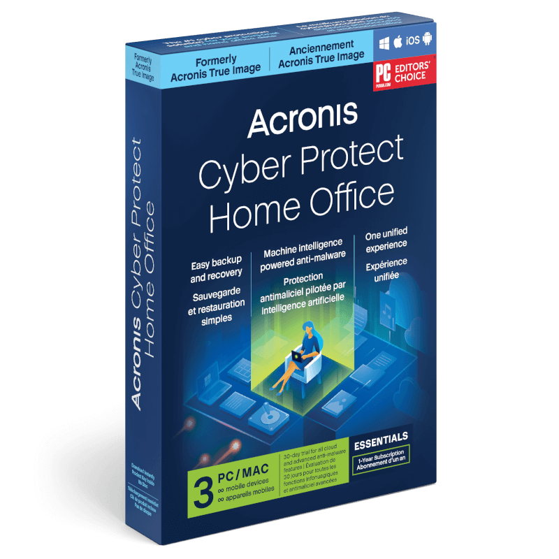 Acronis Cyber Protect Home Office Essentials 2026 | 3 Appareils | 1 An | Téléchargement